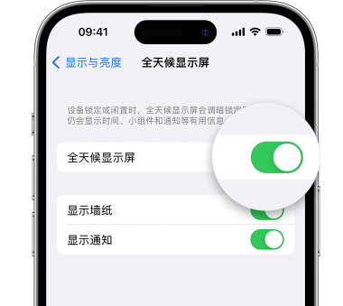 普兰苹果15预约维修分享iPhone15如何设置全天候显示屏幕可见 